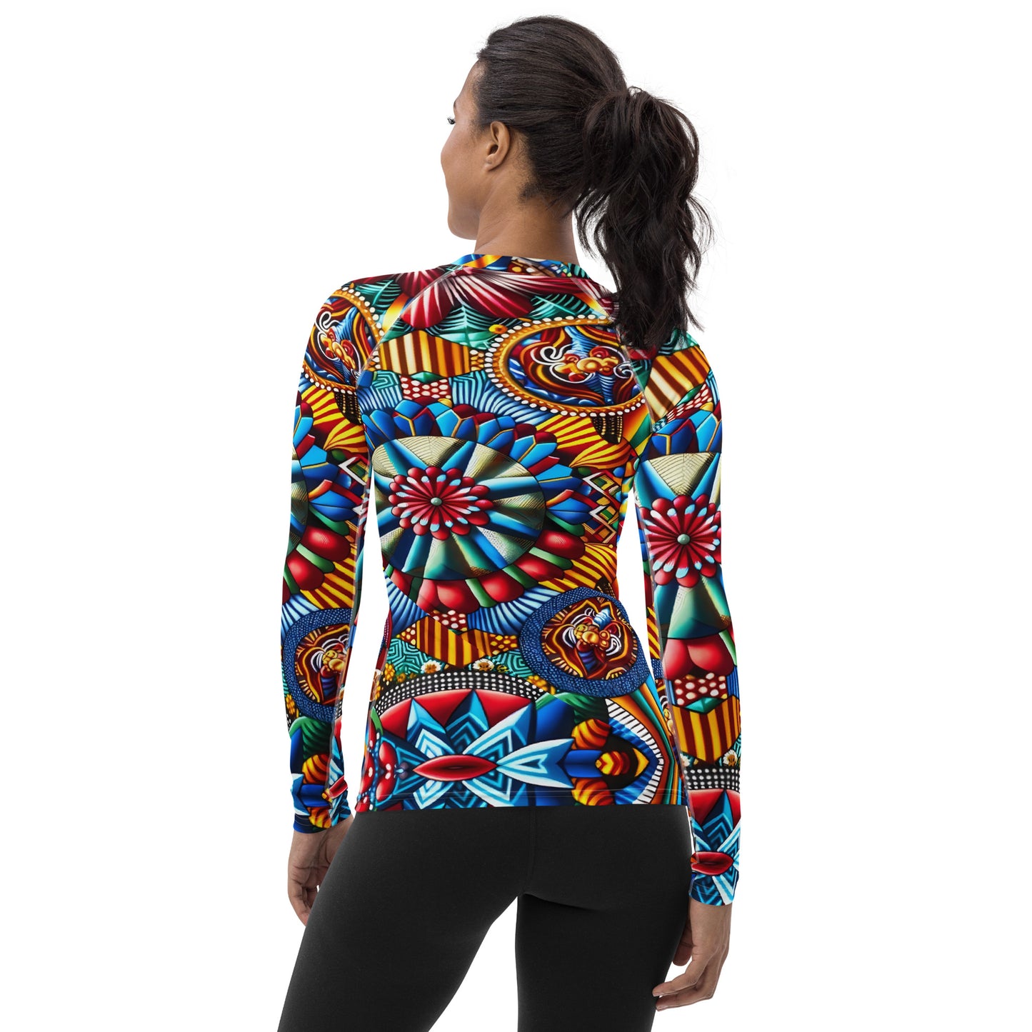 Radiant Kaleidoscope Rash Guard: Aqua Artistry