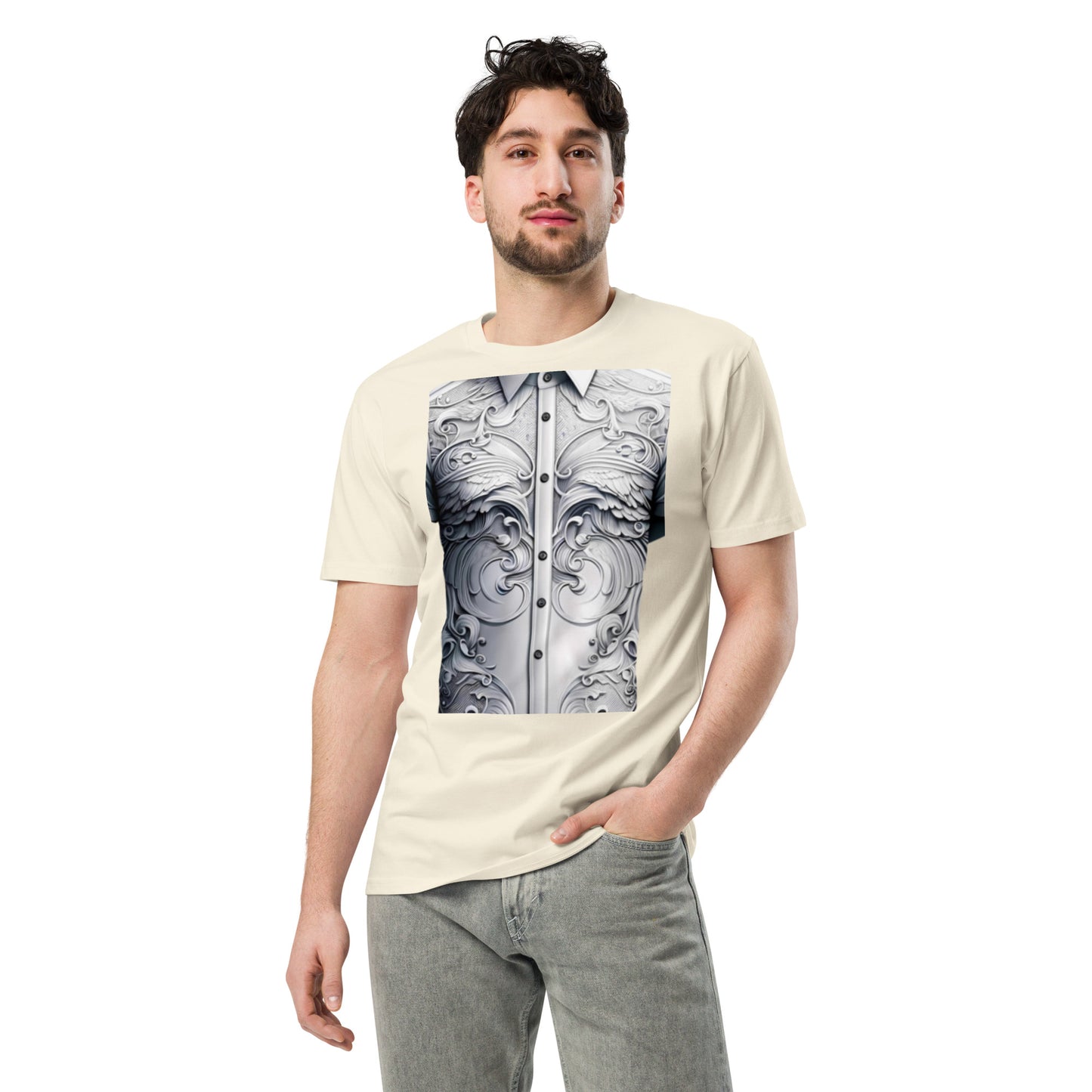 Baroque Button-Up Illusion Tee: Unisex Elegance