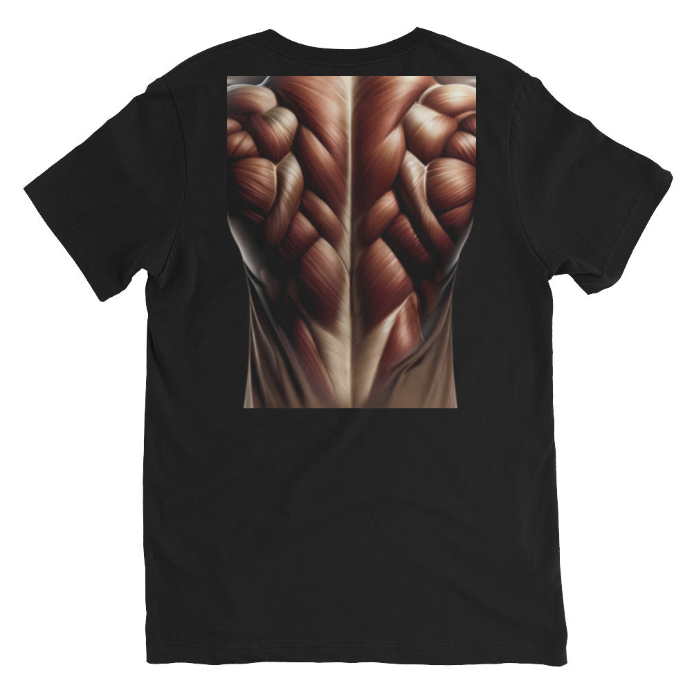 -Double-Take Muscles V-Neck Tee: Front & Back