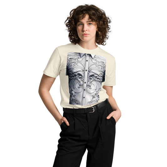 Baroque Button-Up Illusion Tee: Unisex Elegance
