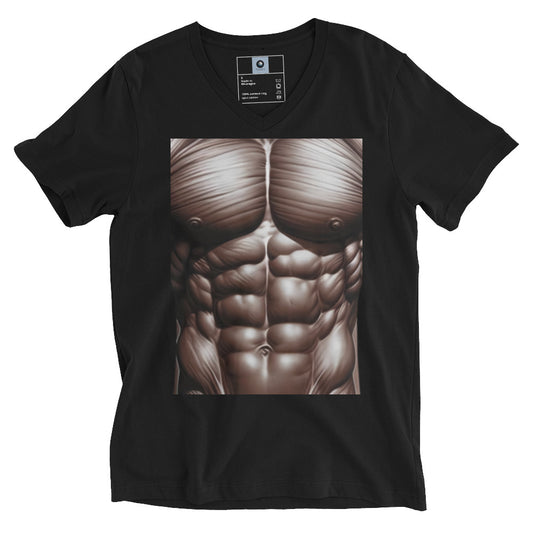 -Double-Take Muscles V-Neck Tee: Front & Back